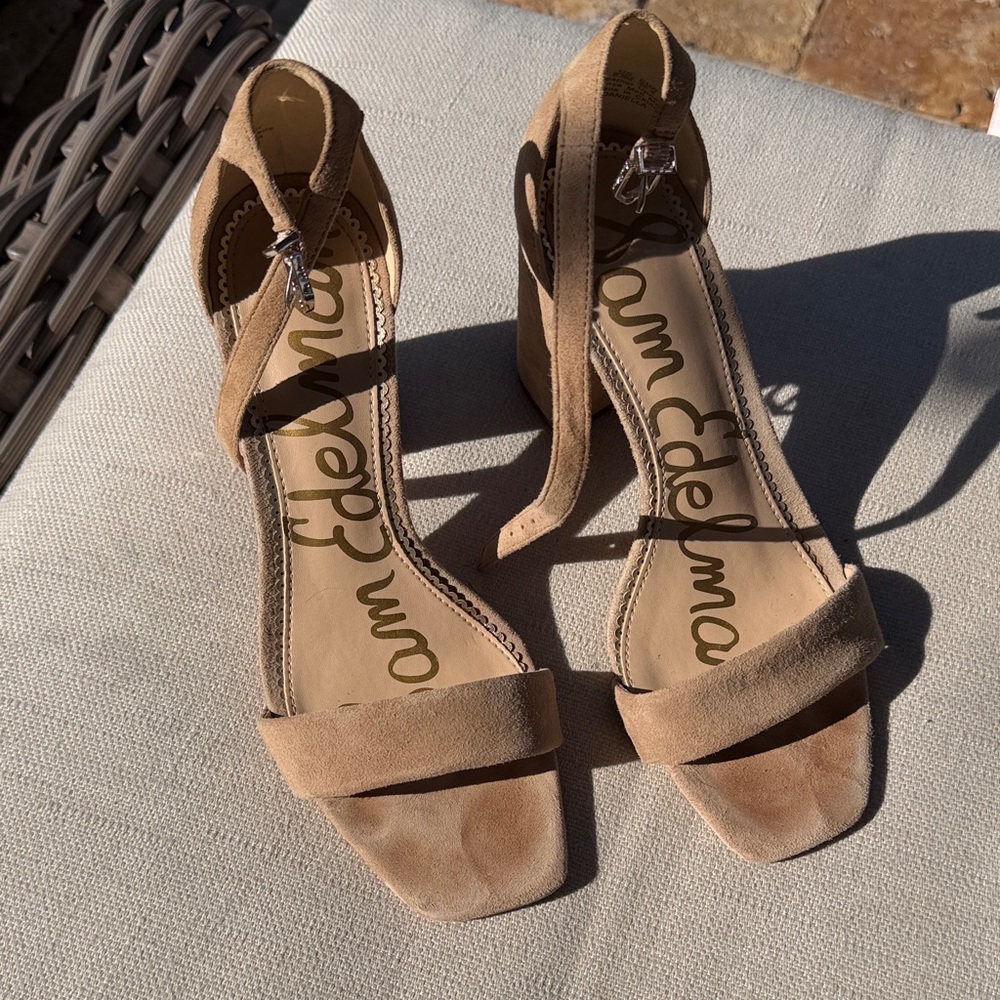 Sam Edelman Beige Suede Block Heels